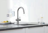 Grohe Blue Home dřezová baterie supersteel s filtrací a chladičem pro neperlivou i perlivou vodu