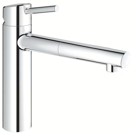 Chromová dřezová baterie Grohe Concetto New se středně vysokou otočnou výpustí a vytahovací sprškou