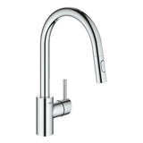 Chromová dřezová baterie Grohe Concetto New s vysokou otočnou výpustí a vytahovací sprškou