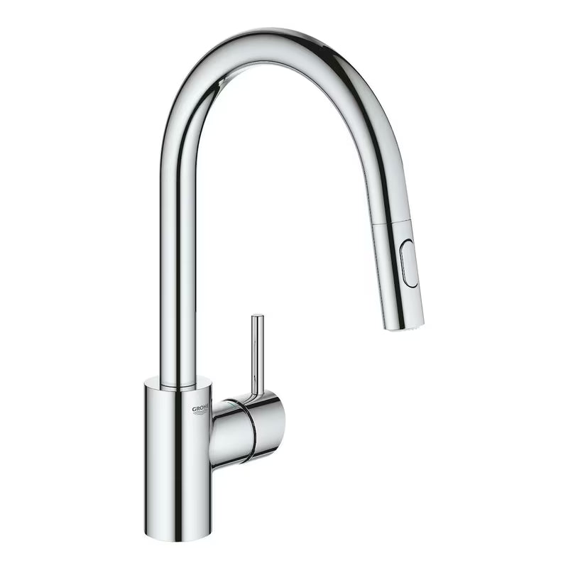 Chromová dřezová baterie Grohe Concetto New s vysokou otočnou výpustí a vytahovací sprškou