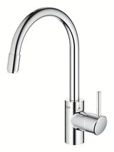 Chromová dřezová baterie Grohe Concetto New s vysokou otočnou výpustí a vytahovací sprškou.