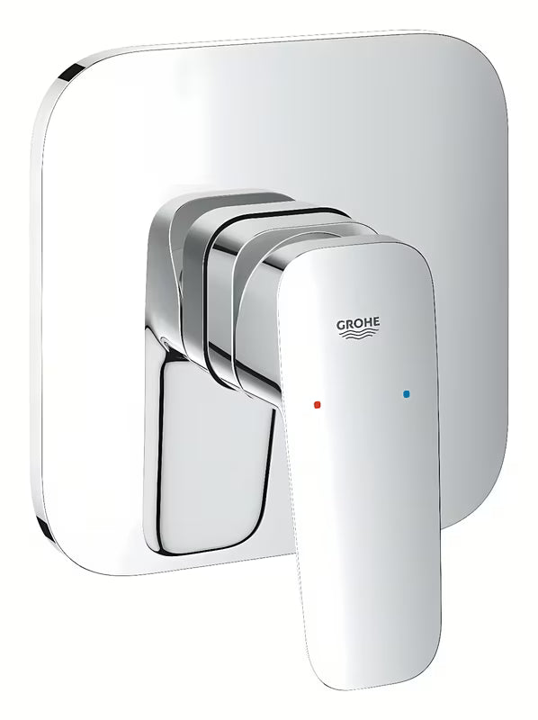 Grohe Cubeo podomítková sprchová baterie v chromovém lesklém provedení s kovovým panelem a pákou