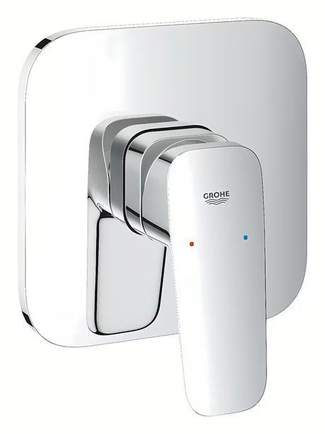 Grohe Cubeo podomítková sprchová baterie v chromovém lesklém provedení s kovovým panelem a pákou