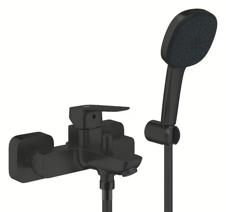 Grohe Cubeo vanová nástěnná baterie v černé matné se sprchovou soupravou