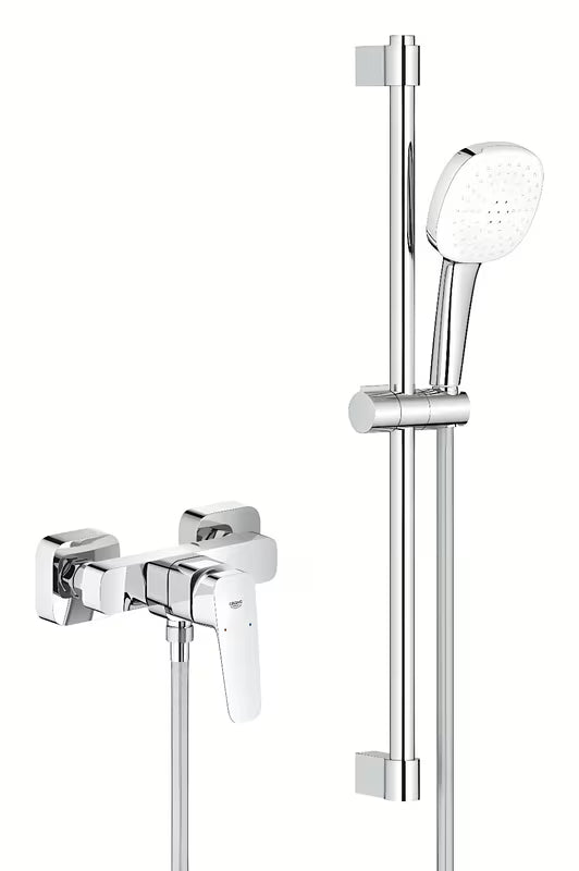 Chromová nástěnná sprchová baterie Grohe Cubeo se sprchovým setem Tempesta Cube 110