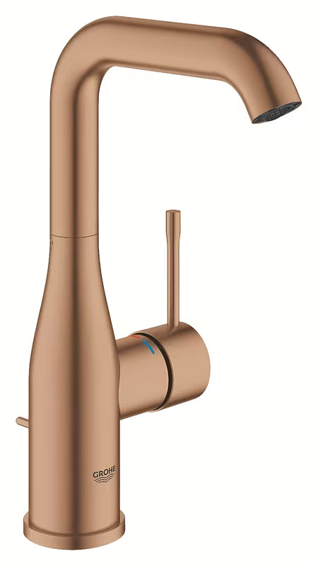 Páková stojánková umyvadlová baterie Grohe Essence s výpustí v matné barvě warm sunset.