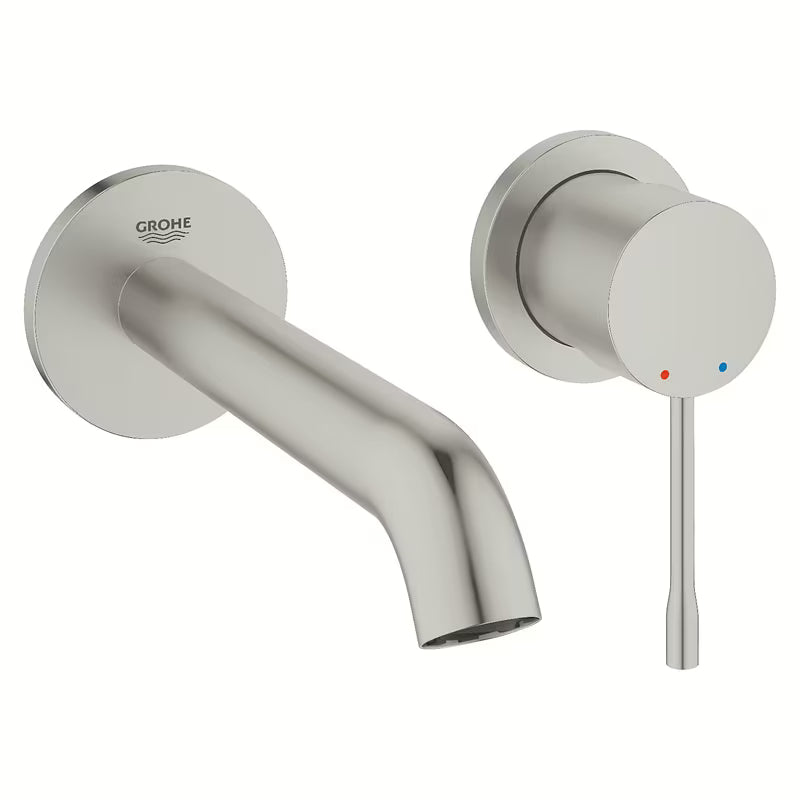 Podomítková umyvadlová baterie Grohe Essence New v matném provedení supersteel pro nástěnnou montáž.