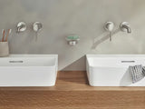 Podomítková umyvadlová baterie Grohe Essence New v matném provedení supersteel pro nástěnnou montáž.