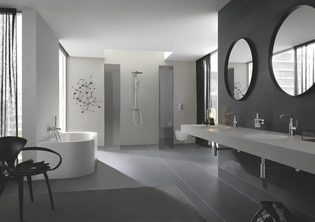 Umyvadlová páková baterie Grohe Essence New s výpustí v provedení supersteel.