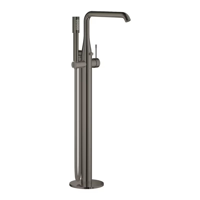 Podlahová vanová baterie Grohe Essence New se sprchovým setem v povrchové úpravě Hard Graphite.