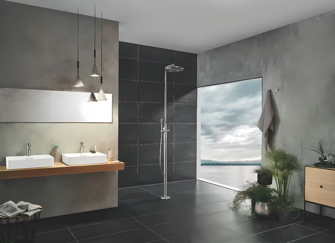 Umyvadlová páková baterie Grohe Essence New s vysokou výpustí a povrchem supersteel.