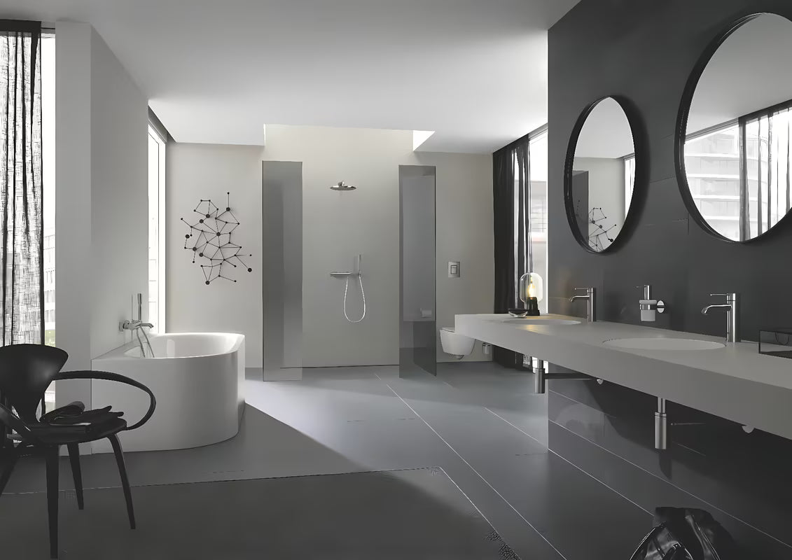Umyvadlová páková baterie Grohe Essence New s vysokou výpustí a povrchem supersteel.