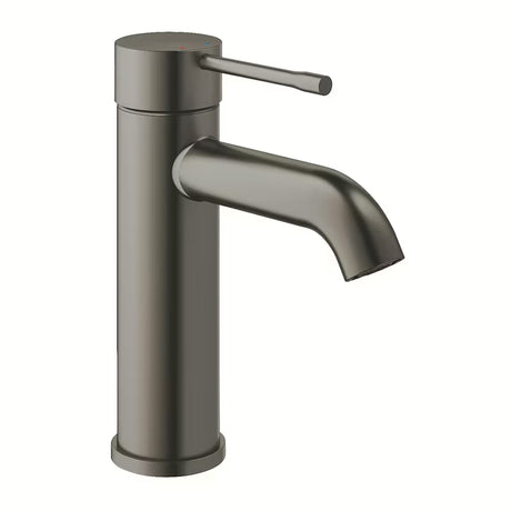 Umyvadlová páková baterie Grohe Essence New v provedení brushed hard graphite s vysokou výpustí bez výpusti.