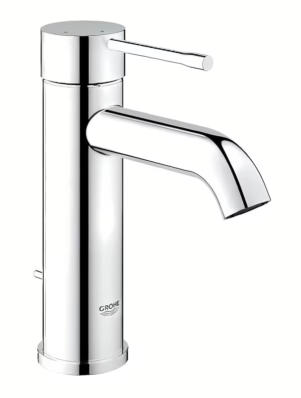 Chromová páková umyvadlová baterie Grohe Essence New s odtokovou soupravou a úspornými technologiemi.