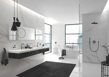 Podomítková sprchová baterie Grohe Essence New v provedení brushed hard graphite s 2směrným přepínačem.