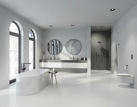 Podomítková sprchová/vanová baterie Grohe Essence New v povrchu Brushed Cool Sunrise s pákou a 3směrným přepínačem.