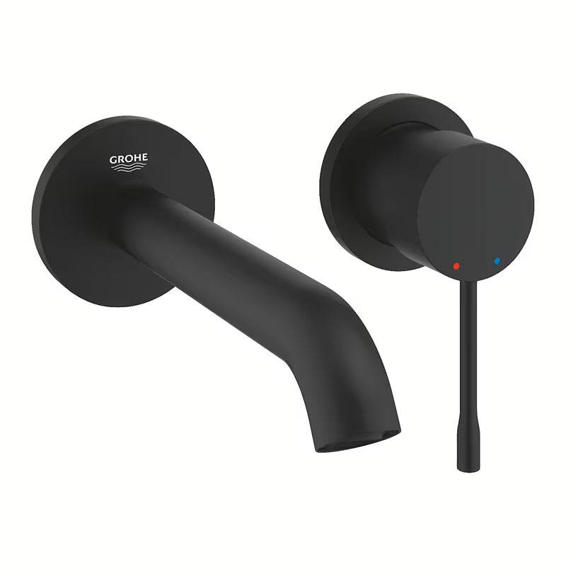 Grohe Essence New podomítková umyvadlová baterie na stěnu v barvě phantom black s pákou a rozetou