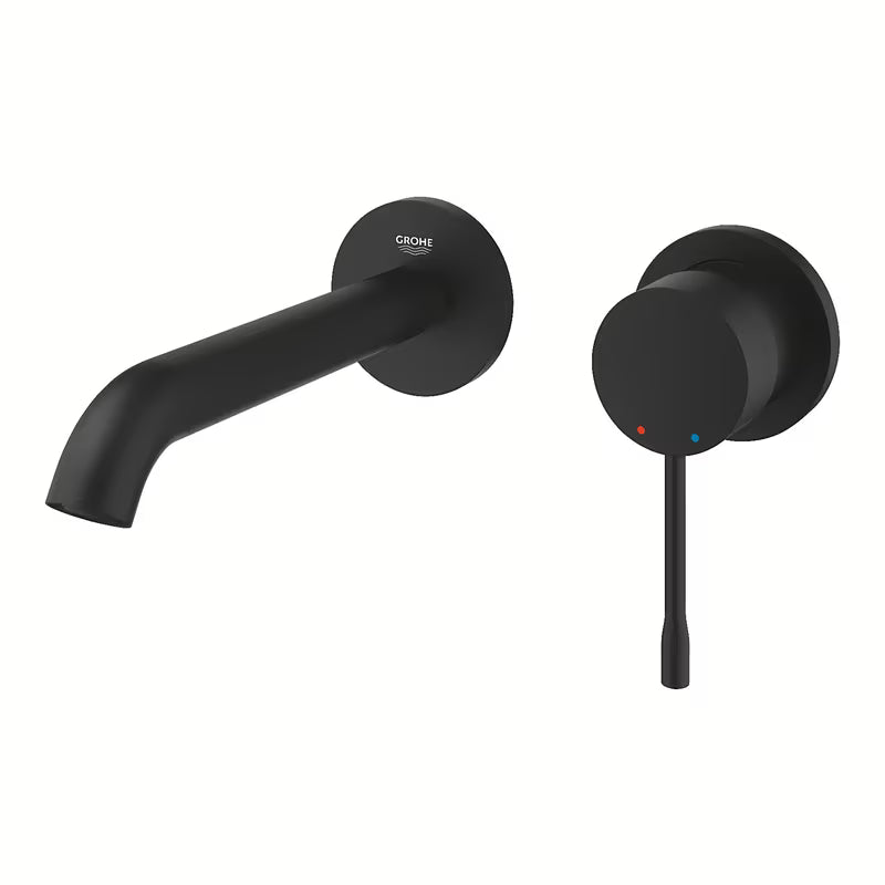 Grohe Essence New podomítková umyvadlová baterie na stěnu v barvě phantom black s pákou a rozetou