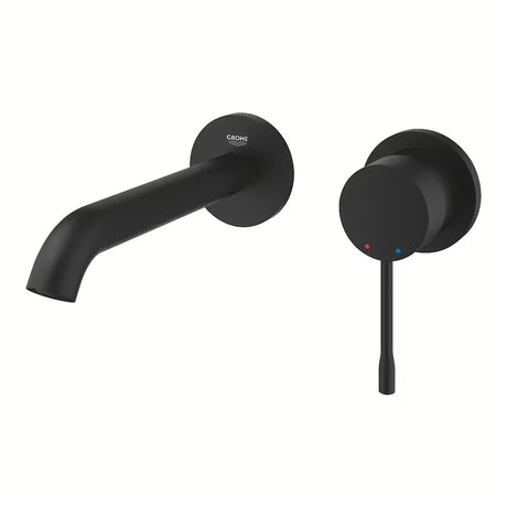 Grohe Essence New podomítková umyvadlová baterie na stěnu v barvě phantom black s pákou a rozetou
