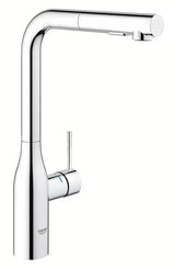Chromová dřezová baterie Grohe Essence New s vysokou otočnou výpustí a vytahovací sprškou