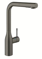 Dřezová baterie Grohe Essence New brushed hard graphite s vysokou výpustí a vytahovací sprškou