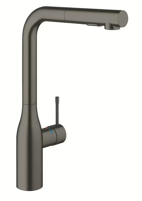Dřezová baterie Grohe Essence New brushed hard graphite s vysokou výpustí a vytahovací sprškou