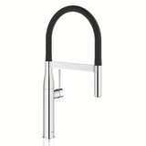 Chromová dřezová baterie Grohe Essence New s vytahovací sprškou a vysokou otočnou výpustí