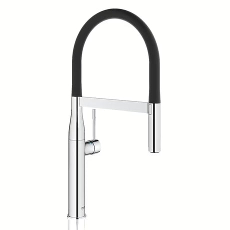 Chromová dřezová baterie Grohe Essence New s vytahovací sprškou a vysokou otočnou výpustí