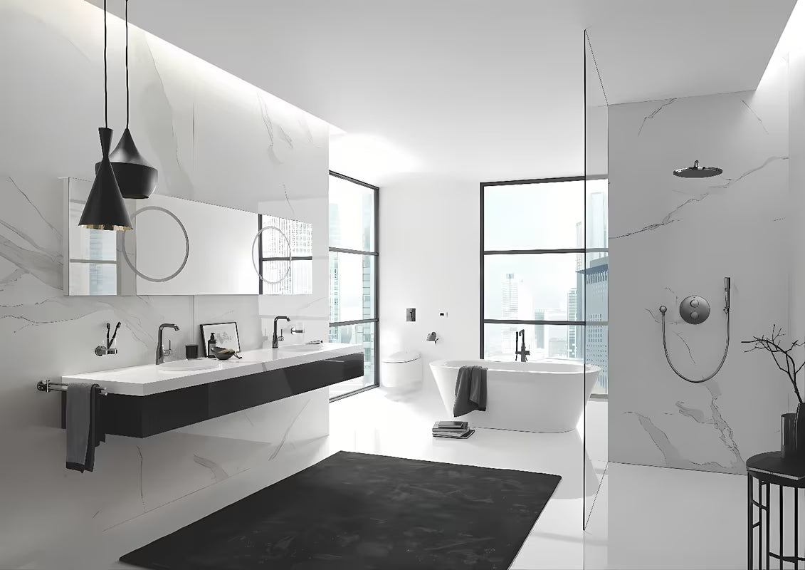 Vysoká páková umyvadlová baterie Grohe Essence New v povrchové úpravě Hard Graphite s otočnou výpustí