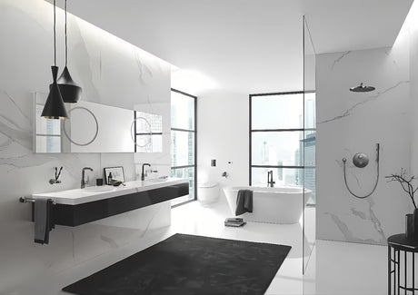 Vysoká páková umyvadlová baterie Grohe Essence New v povrchové úpravě Hard Graphite s otočnou výpustí