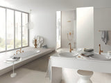 Vysoká páková umyvadlová baterie Grohe Essence New v povrchové úpravě Brushed Warm Sunset s otočnou výpustí.
