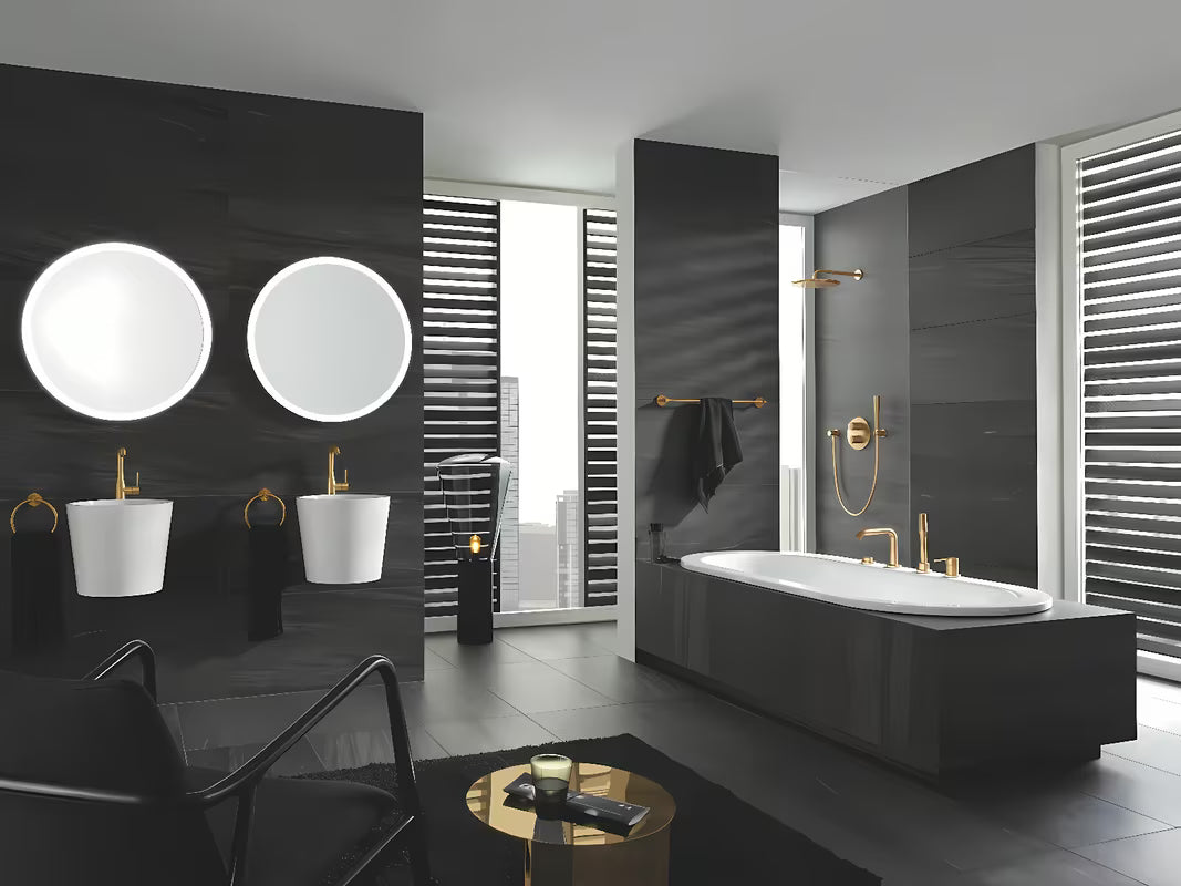 Grohe Essence New vysoká páková umyvadlová baterie v povrchové úpravě Brushed Cool Sunrise s otočnou výpustí