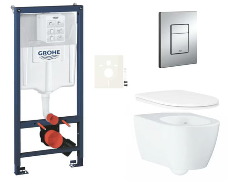Závěsný WC set Grohe Essence s instalačním modulem Rapid SL, tlačítkem Even a rimless keramikou