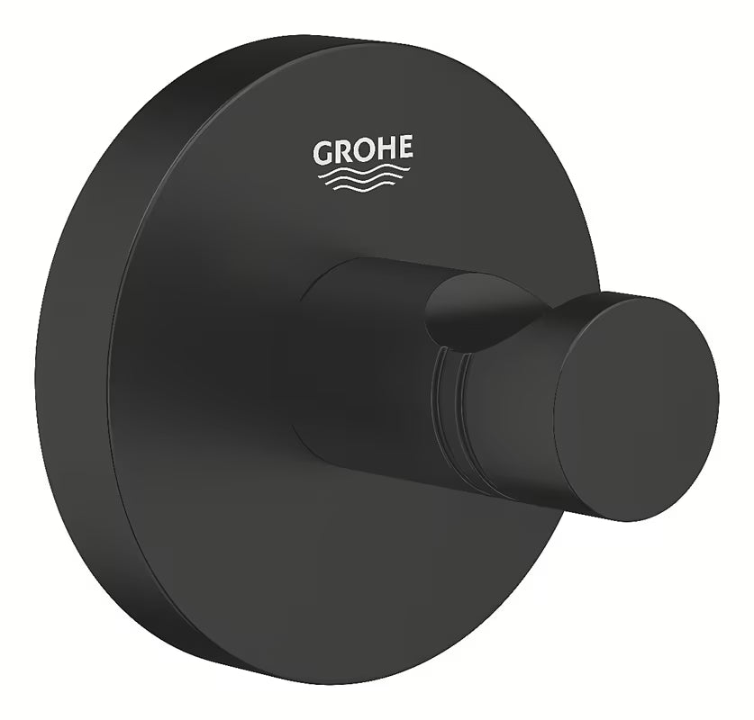 Kovový háček na župan Grohe Essentials v černé matné se skrytým upevněním