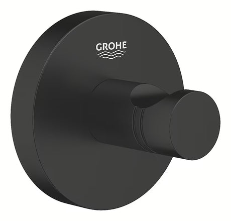 Kovový háček na župan Grohe Essentials v černé matné se skrytým upevněním