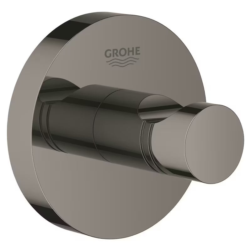 Kovový koupelnový háček na župan Grohe Essentials v provedení hard graphite se skrytým upevněním
