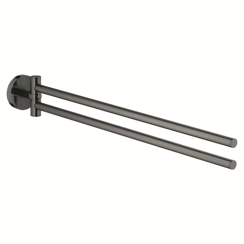 Držák ručníků Grohe Essentials se dvěma otočnými rameny v provedení Hard Graphite se skrytým upevněním.