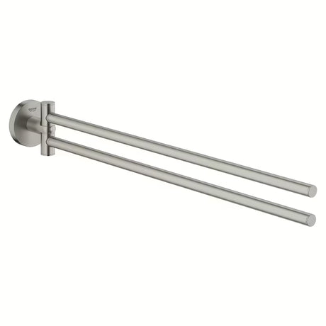 Držák ručníků Grohe Essentials se dvěma otočnými rameny v matném provedení SuperSteel