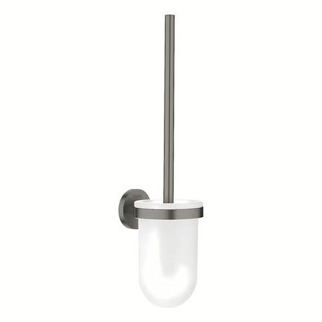 Sada WC štětky Grohe Essentials v provedení Brushed Hard Graphite s držákem na stěnu a skrytým upevněním.
