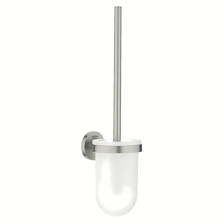 Sada WC štětky Grohe Essentials v matném provedení SuperSteel se skrytým upevněním na stěnu.