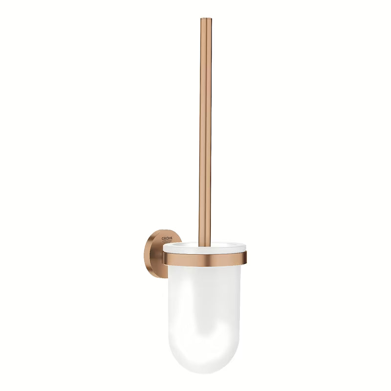 Sada WC štětky Grohe Essentials v provedení brushed warm sunset se skrytým upevněním na stěnu.