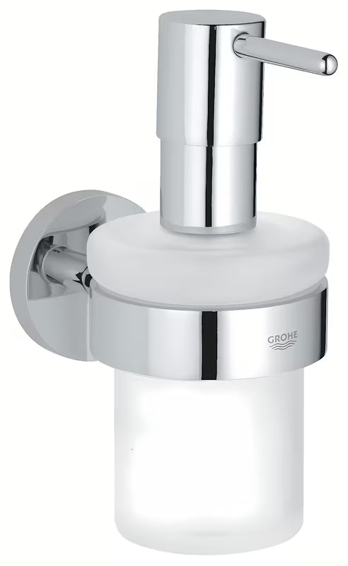 Chromový dávkovač mýdla Grohe Essentials se skleněnou nádobkou a skrytým upevněním