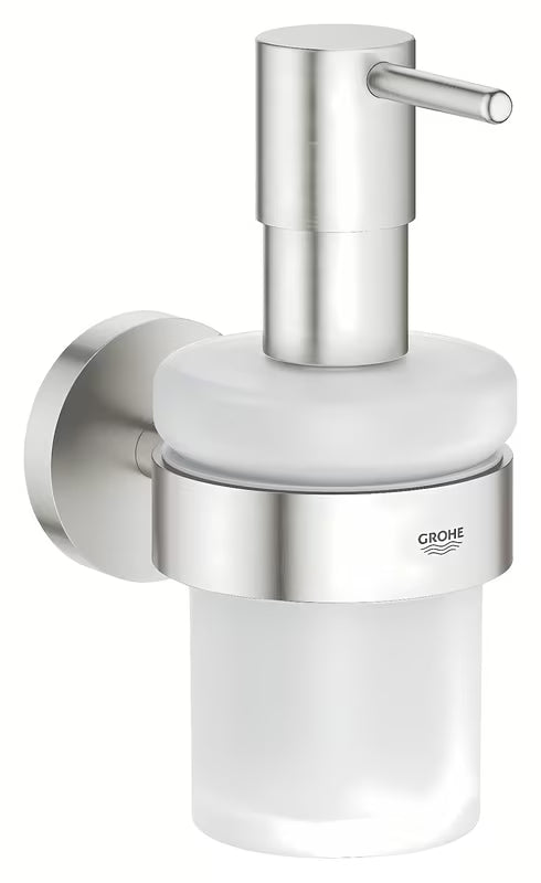 Dávkovač mýdla Grohe Essentials v matném provedení supersteel se skrytým upevněním