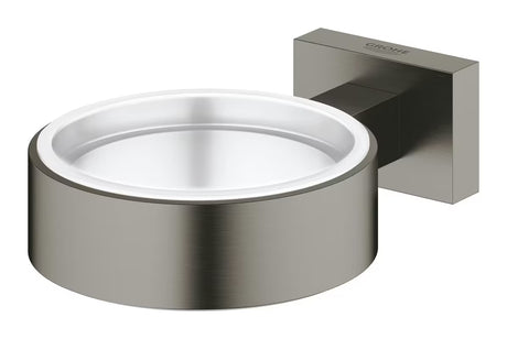 Grohe Essentials Cube držák skleniček bez skleničky v kartáčovaném provedení Hard Graphite se skrytým upevněním.