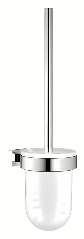 Nástěnná WC štětka Grohe Essentials Cube v chromu se skleněnou nádobou a skrytým upevněním