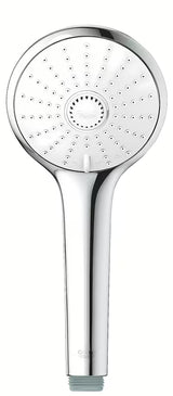 Ruční sprcha Grohe Euphoria 110 Massage v chromu s bílým sprchovým diskem a třemi režimy proudu.