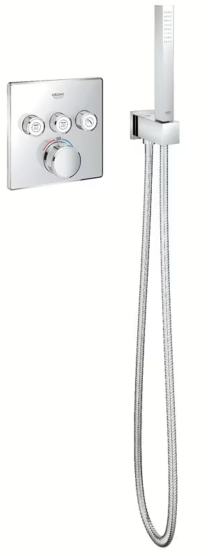 Chromový podomítkový vývod Grohe Euphoria Cube se sprchovým držákem v hranatém designu