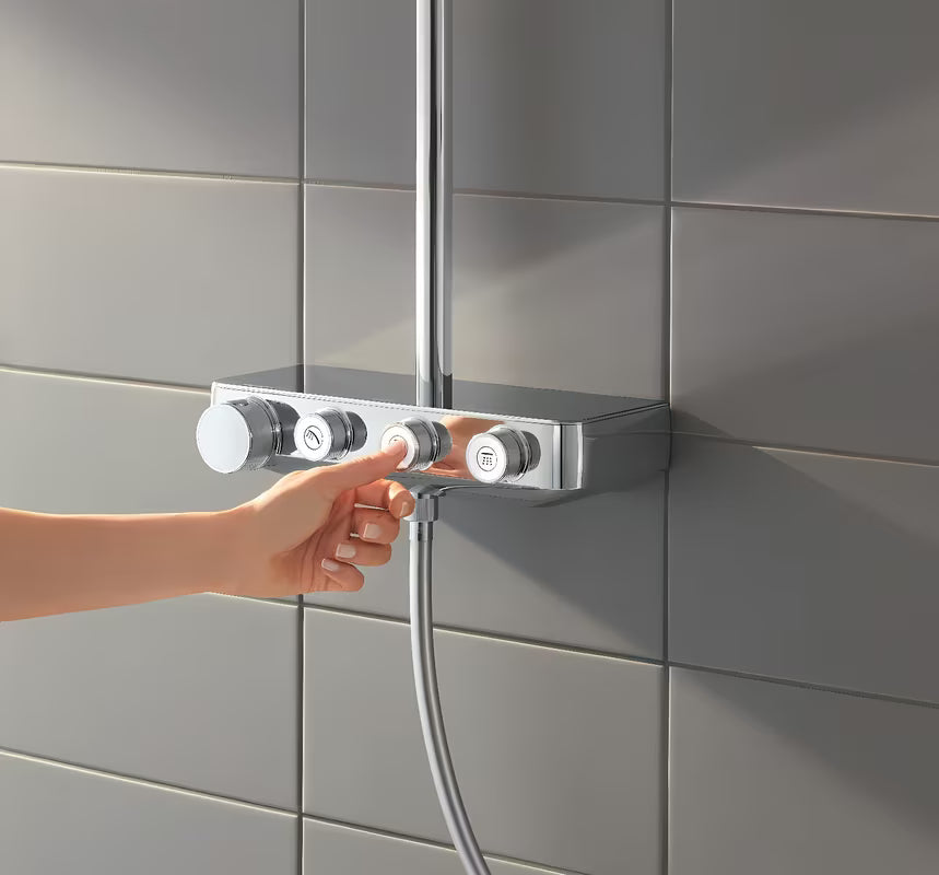 Chromový sprchový systém Grohe Euphoria SmartControl s termostatem, hlavovou sprchou a ruční sprchou
