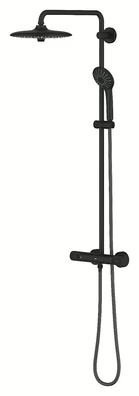Matně černý sprchový systém Grohe Euphoria System s termostatickou baterií, hlavovou a ruční sprchou