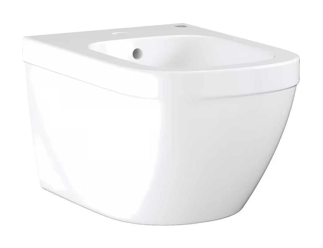 Závěsný bidet Grohe Euro Ceramic v bílé barvě Alpine White s otvorem pro baterii a přepadem